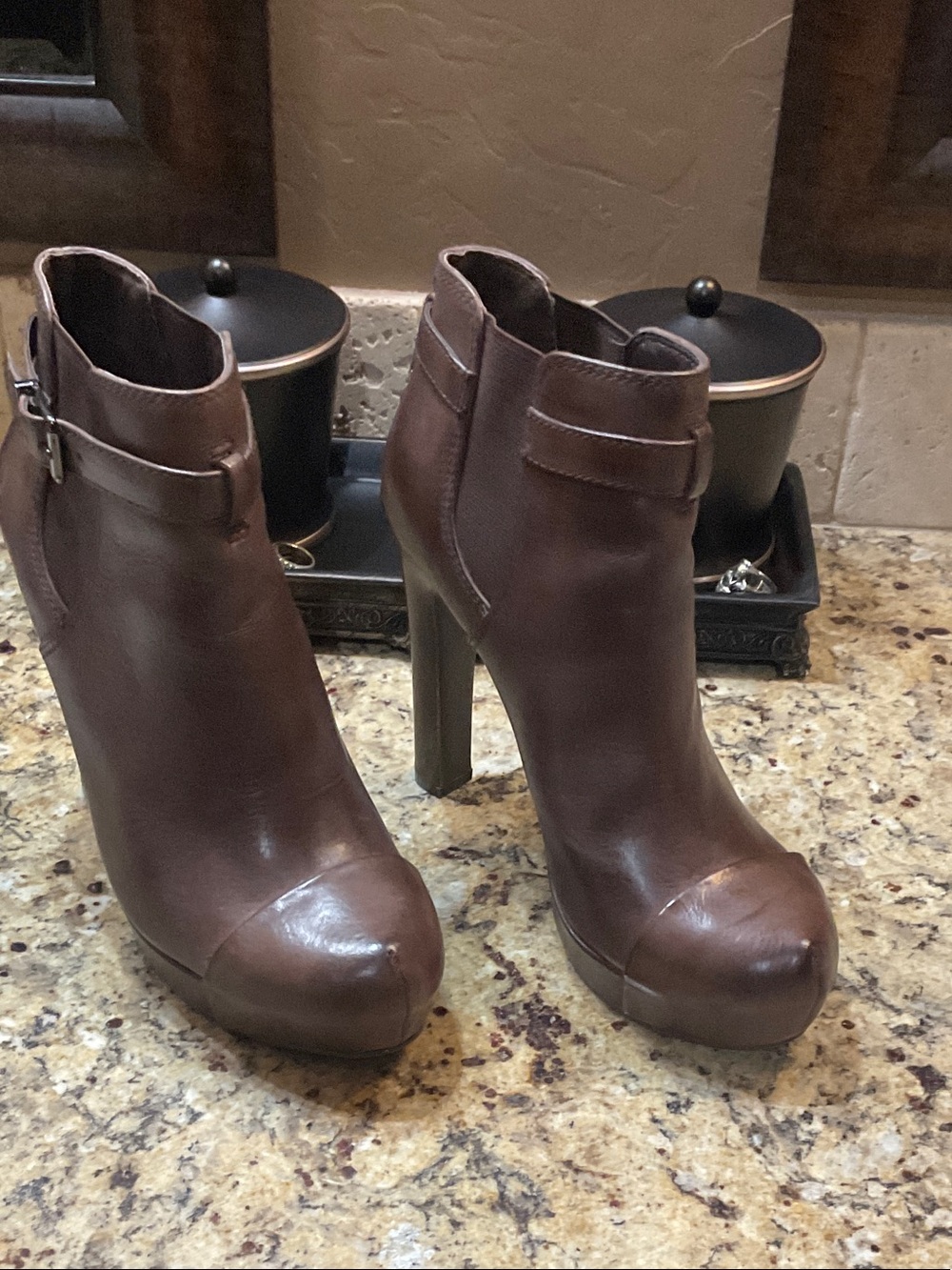 Gianni Bini Brown Platform High Heel Ankle Boots